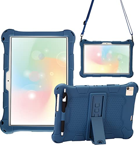 AKNICI Silikon Hülle für Blackview Tab 15/Tab10/Tab9/Tab8,TECLAST P20S/M40S/M40 Pro/P20HD/M40,YESTEL T5,Dragon Touch Notepad 102,HiGrace 10 Zoll,TPZ 10 Zoll,Keenlove 10,1 Zoll,Schultergurt, Dunkelblau