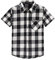 Spring&Gege Jungen Kurzarm Kariertes Hemd, Plaid Knopf Unten Hemd für Kinder, Schwarz und Weiß, 9-10 Jahre