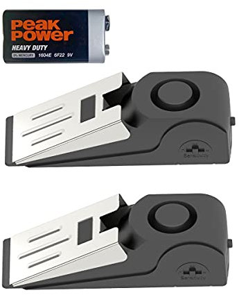 2 Packs Upgraded Door Stop Alarm Portable Wedge Door Stoppers Security Alarm 120db Entrance Alert Loud Door Stop Alarm for Travel Home Apartment or Dorm (2 Packs)