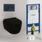 Spülrandloses Hänge Wc mit Spülkasten I Randloses Hänge WC Komplettset Schwarz Matt 49cm I Wand WC ohne Spülrand mit GEBERIT UP320 Vorwandelement und Sigma 01 Betätigungsplatte