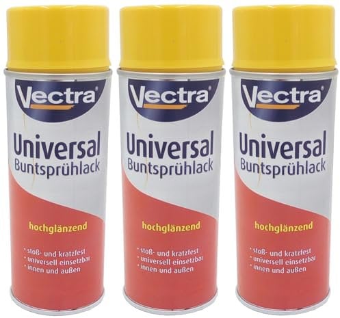 BURI 3X Vectra® Universal Sprühlack rapsgelb glänzend Lackspray 400ml Farbspray