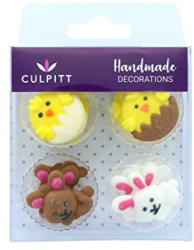 Culpitt Süßes Osterhase & Küken Zucker-Pipings Zuckerdekoration für Ostern und Frühling Cupcakes und Kuchen - 12 Stück