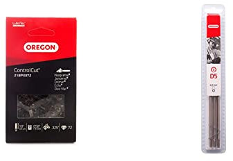 Oregon ControlCut 21BPX, Chaîne de tronçonneuse 72 maillons pour guides de 45cm, Pas de .325, Jauge 1,5mm & Q70508C Pack de 3 Limes rondes,4,8 mm,Multicolore
