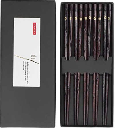 Baguettes,5 paires baguettes japonaises réutilisables baguettes en bois antidérapantes, baguettes allant au lave-vaisselle baguettes de cuisine légères,Baguette Sushi,pour Cuisine Maison Hôtel, b