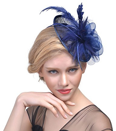 Ulalaza Damen Fascinators Hut Haarspange Feder Hochzeit Braut Cocktailhut Derby Kirche Bankett für Mädchen