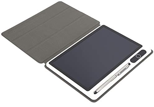 Dioche Elektrischer Notizblock 9 Zoll Elektronischer Notizblock LCD Zeichenblock Geschäftsbedarf Handmalwerkzeug (Schwarz (mit Kunstledertasche)) (schwarz (mit Lederetui))