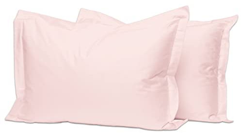 Pizuna 400 Fadenzahl Baumwolle Oxford Kissenbezug 50 X 75 Helles Rosa, 2-teilig 100% langstapelige Baumwolle weiche Mako-Satin weben luxuriös Kissenbezug mit 5cm Rahmen und 20cm Klappe