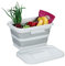 Relaxdays Faltkorb mit Deckel, 8 l, tragbarer Einkaufskorb, HBT: 21x34x24 cm, Camping & Picknick, Kunststoff, weiß/grau