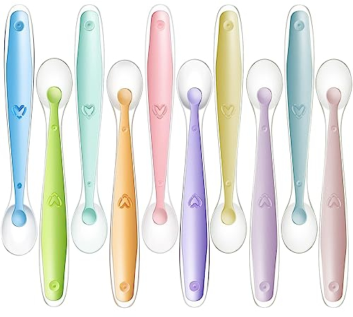XOPOZON 10 Stück Baby Löffel Set, Mehrfarbig- Babylöffel Silikon Weich Baby Fütterlöffel Kinder Löffel, BPA Frei Baby Besteckset, Säugling Beikost Esslöffel für Baby Kleinkind Säugling