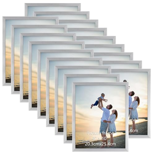 EYMPEU Bilderrahmen 20x25 CM 18er-Set, für Wand und Tisch, geeignet für den Einsatz in Büros und Wohnungen, Silber