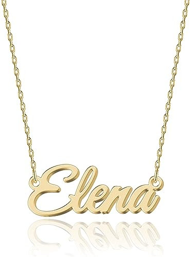 UMAGICBOX Personalisierte 18K Gold Namenskette Elena - Damen Halskette mit Gravur aus Edelstahl - Geschenk für Geburtstag, Jahrestag, Abschluss und Valentinstag - Individualisierbar und Handgefertigt