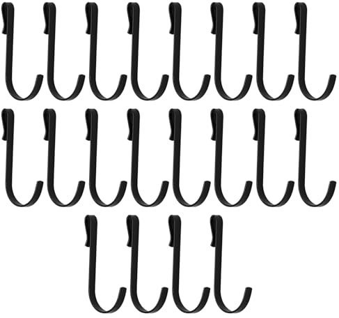 Vkinman 20 ganci a forma di J, ganci neri a scatto, in acciaio inossidabile, ganci a clip per lavello, ganci resistenti per cucina, camera da letto, ufficio