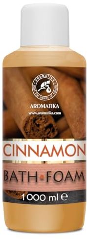 Espuma Baño de Canela 1000 ml - Espuma Baño con Aceite Esencial Natural de Canela - Cuidado del Cuerpo - Relajación - Fragancia Dulce y Suave - Aromaterapia - Spa - Baños de Burbujas - Belleza
