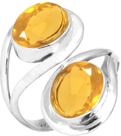 Jeweloporium Citrin Quarz Ring 925 Sterling Silber Handgemacht Schmuck Größe 58 (18.5) (99120_CIT_R9.5)
