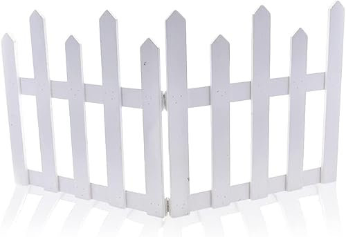Steccato Natalizio in Legno Recinzione Albero di Natale Picchetto, BIANCA con Effetto Naturale, Staccionata Natalizia con chiusura, pieghevole, Recinzione da giardino (40 cm - lunghezza 160 cm)