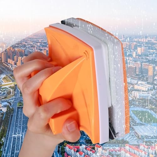 Magnetic Window Cleaner for Glass Thickness 2-12mm Double- Sided Surface Cleaning Brushes with Strong Handle Window Cleaning Equipment Squeegee Glider Cleaning Tool