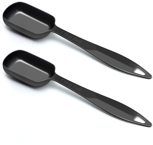 2 Pcs 1 Tablespoon(15 mL | 3 Tsp | 1 Tbsp | 15 cc | 1/2 oz) Stainless Steel Single Measuring Spoon, Long Handle Metal Measuring Spoon, Kitchen Gadgets for Cooking & Baking(Black)