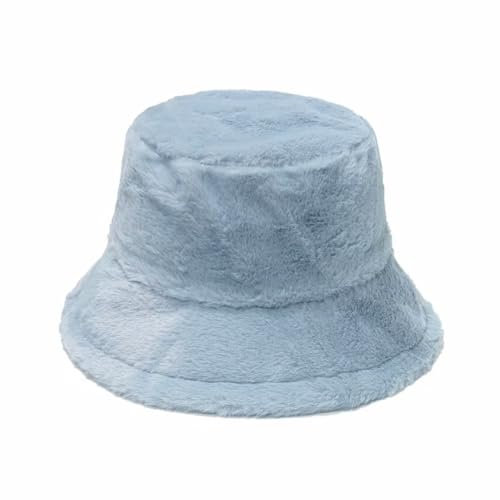 Plancholo Frauen Pelz Eimer Hut Winter Flauschig Warme Hut Damen Plüsch Fischer Kappe, hellblau, Einheitsgröße