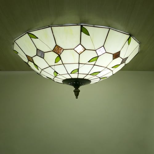 Vintage Schlafzimmer Deckenleuchte In Tiffany-Stil Retro Küche Deckenlampe Unterputz Glas Flur Deckenbeleuchtung Retro Beleuchtung E27 für Bar Wohnzimmer Balkon Esszimmer Badezimmer (30CM,C)