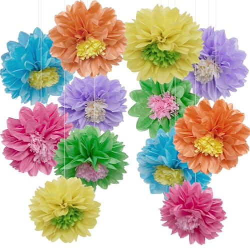 YBwanli papierblumen,gartenparty deko , sommer deko,pompons deko papierblumen bunt seidenpapier,hawaii party deko,karneval fasching deko,bunt babyparty deko,Wo Eleganz auf Farbe trifft