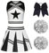 XFOZDM Cheerleader Kostüm Kinder Cheerleader Kostüm Kleid Mädchen Cheer Uniform mit Pompoms und Kopfschmuck Cheerleader Outfit Kinder für Faschingskostüme Halloween Karneval Schwarz 130