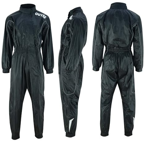 INTAN Full Body Waterproof Rain Suit Lightweight Windproof One Piece Overall Taffeta Rubber Coated Rainwear Men & Women (Large)