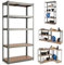 HOMASIS Schwerlastregal Lagerregal mit 5 Ebenen, DIY 3 in 1 Steckregal Metallregal Kellerregal Werkstattregal belastbar 175kg pro Regal, Garage Regal 90 x 45 x 185,5 cm (Grau)
