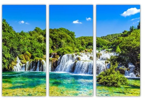 AREDE 3er Set Wandkunst Gemälde Bild Poster See in Kroatien | 90 x 60 cm | Wandbilder Wanddekoration Home Office Wohnzimmer Schlafzimmer Dekoration | Fertig zum Aufhängen
