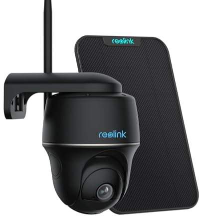 Reolink 4MP Solar Überwachungskamera Akku, 355°/140° Schwenkbar WLAN Kamera Outdoor Kabellos 2,4/5GHz WiFi, Farbnachtsicht, Personen/Auto/Tiererkennung, Argus PT(Schwarz)+Solarpanel (Generalüberholt)