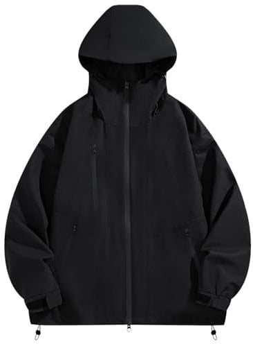 RKaixuni Rain Jacket Mens Waterproof Lightweight Packable Rainjackets Windbreaker Raincoat Hiking Biking Golf Running Coat Black
