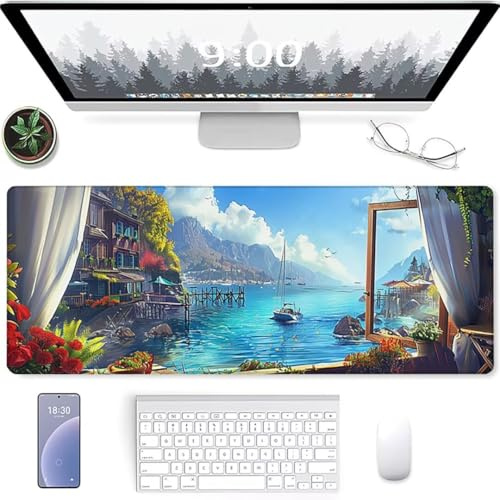 XXL Tappetino per Mouse da Gioco - Gaming Mousepad Extra Grande 1200 x 600 x 3mm - Mousepad Pad con Base in Gomma Antiscivolo - Spessore 3mm Blu Mare