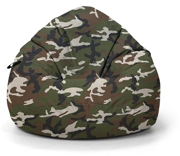 Nadimaideal Sitzsack Tropfenform Kastanie | Bodenkissen für Kinder & Erwachsene | Indoor & Outdoor | Gaming Sitzsack - Sitzkissen - Beanbag | Füllung EPS Perlen (Soldadisch, XL-Durchmesser 77 cm)
