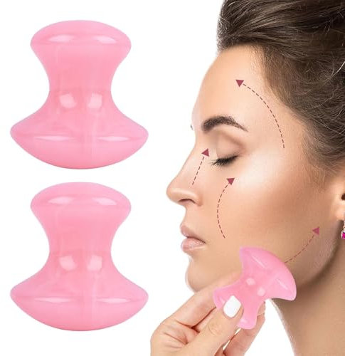2 Stück Gua Sha Pilzform Massage Werkzeug,Pilz-Form Gua Sha Massagewerkzeug,Gua Sha Pilz Massage Steine,Pilzform Eye Gua Sha Set,Rosenquarz Roller,Für Falten Entfernen Und Spa (Rosa)