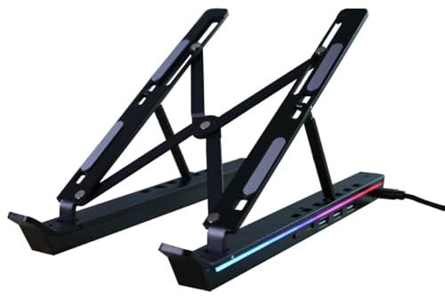 MINLIU USB Laptop Station Stand, RGB Illuminated USB Docking Station Tablet Stand, 4 in 1 USB-C Hub, 3 x USB-A 2.0, 1 x USB-C 2.0, Universal Docking Station for MacBook Pro/Lenovo