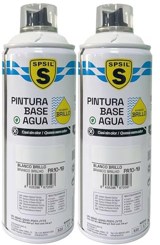 various - Pintura Spray Base Agua 400ml,Ecológica y Sin Olor,Para Muebles,Metal,Plástico y Madera,Colores Duraderos,Cobertura Uniforme - Blanco Brillo,2 unidad