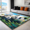 Teppich Schlafraum Blau Grün bedruckter rechteckiger Wohnzimmer Pandamutter mit Jungem im Bambus Teppich aus Vliesstoff esszimmer waschbare60 x 110 cm