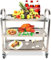 CROWNSHOP 3-Tier Stainless Steel Trolley Storage Cart with Wheels for Home Kitchen or Dining Room
