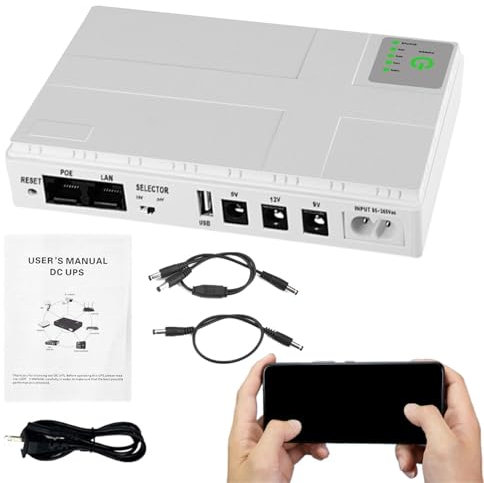 Backup Battery, Router Power Supply, Portable Uninterruptible Ups, Rechargeable Modem Bank, Wireless WiFi for Output, Compact Pack Router, Speaker, Led Light, 400g