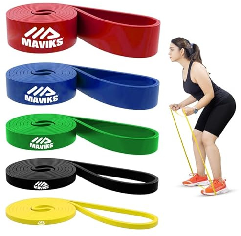MAVIKS Exercise Bands Resistance Bands for Working Out, Set of 5 Bands, Elastic Resistance Bands for Physical Therapy, Pilates,Yoga, Stretching, Home Fitness with Guide and Carry Bag (Pull-Up Bands)