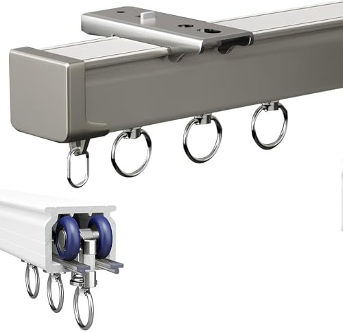 Deckenschiene Gardinenschiene Raumteiler mit geräuschlosen Rollen, Gardinenschiene für Wand Vorhang Wandpaneel (Champagner, 80cm)