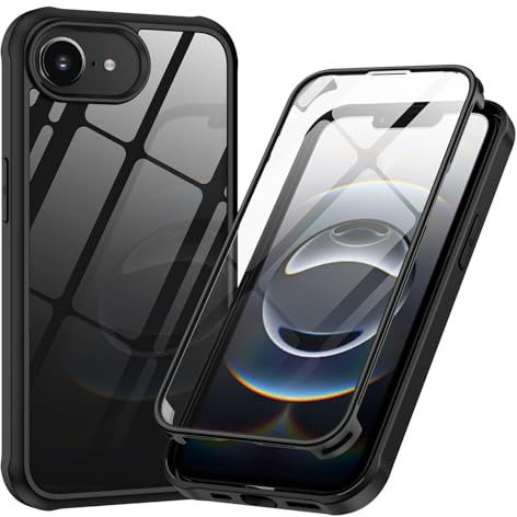 Phoneaura FÜR iPhone 16e 360 Grad Hülle mit GLASSCHUTZ Komplettschutz, 16E Hülle für Vorne und Hinten, 16E Schutzhülle mit Schutzglas für iPhone 16e (KAMERASCHUTZ + 2X Magnet Ringe)