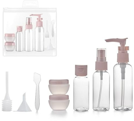 8 Pièces Flacon Voyage, Kit Voyage Produit Toilette, Bouteilles de Voyage, Contenant de Voyage à Remplir, Adaptés pour Le Shampooing, la Lotion, Le Revitalisant, Le Gel Douche
