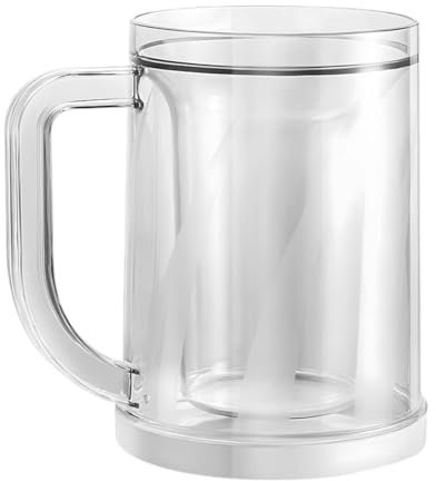 MagiDeal Beer Mugs for Freezer Double Walled Gifts with Handle Frozen Beer Glasses for Home Juice Housewarming Father's Day Women Men