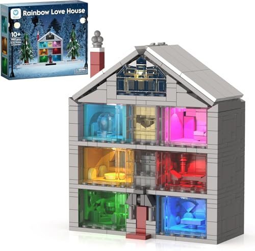Sillbird Lover Dream Haus Bauspielzeugset mit LED, Klemmbausteine Haus, 990 Stück Baustein Kit für Heimdekor, Klemmbausteine für Erwachsene, Geschenk für Frauen Kinder Jungen Mädchen ab 10-12