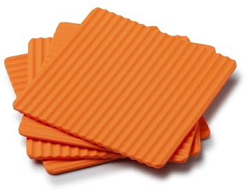 Zeal Silicone Coasters – Set of 4 Non-Slip, Water-Resistant Drink Mats for Coffee, Tea, Beer – Durable Bar Coasters, 10cm (Neon Orange)