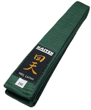 KAITEN Karate Gürtel grün (Baumwolle) - 4 cm Breite, Länge 230 bis 350 cm - Grüngurt Farbgurt Karategurt
