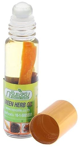 Huile Verte aux Herbes et Ginseng 2 cc - Novolife - Huile Traditionnelle thaïlandaise - Format Compact - Parfum Frais
