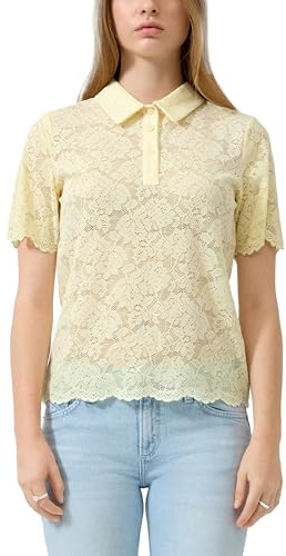 QS Leicht transparentes Poloshirt aus Spitze