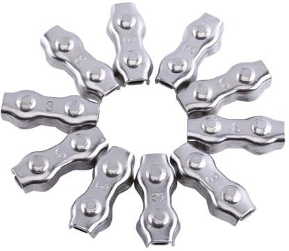 20 piezas M3 Clips de cuerda de alambre de acero inoxidable abrazadera de Cable de doble perno Clip de cuerda de alambre pinzas pinzas