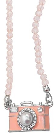 OATHCAF Collana Ciondolo Fotocamera Miniatura Carina Gioielli Catena con Perle per Donne in Lega di Zinco Cristalli Lente Perla Accessori Charm